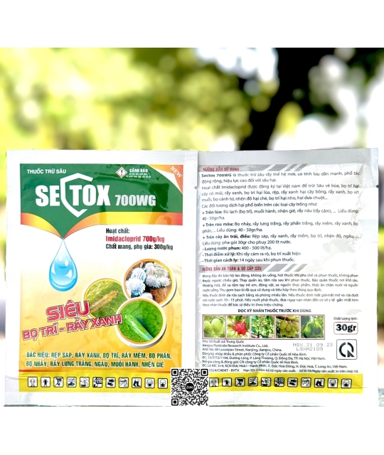 Sectox 700WG - 30gr (8h x 50 gói) Siêu bọ trĩ, rầy xanh