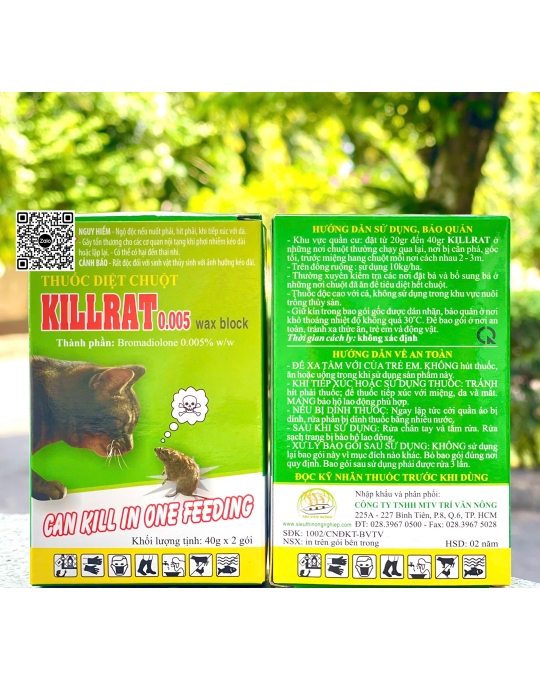 Chuột Killrat 0.005% - 80gr (2 gói/hộp) x 150 hộp